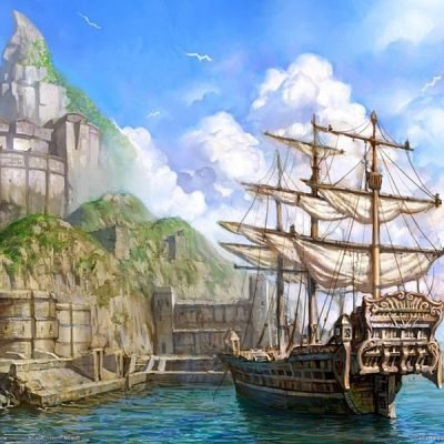 HD-wallpaper-lineage-2-art-water-boat-clouds